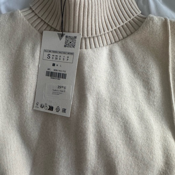 Zara Beige Turtle-Neck Tank Top - Picture 2 of 5
